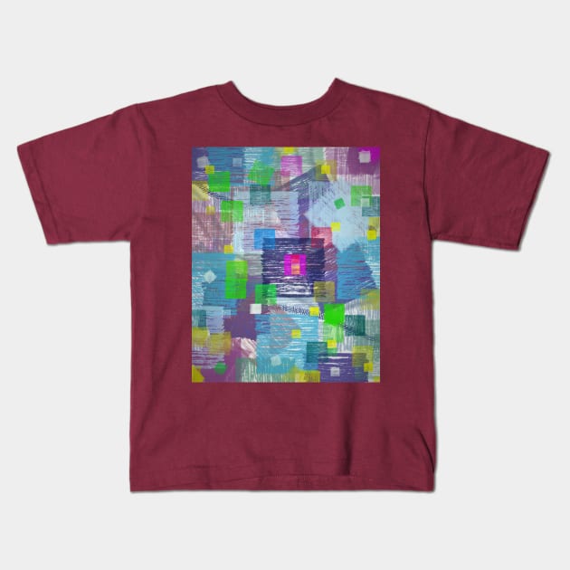 World of squares Kids T-Shirt by Rene Martin